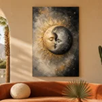 Celestial Eclipse Sun and Moon Wall Art Canvas Print - Image 7
