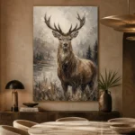 Lakeside Stag Wildlife Portrait Wall Art Canvas Print - Image 7