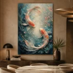Twin Koi Fish Sea Life Wall Art Canvas Print - Image 7