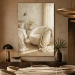 Sunlit Boucle Chair Serene Neutral Bedroom Wall Art Canvas Print - Image 7