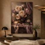 Candlelit Rose Bouquet Romantic Bedroom Wall Art Canvas Print - Image 8