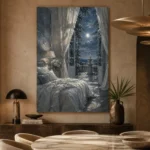 Moonlit Canopy Courtyard Moonlit Bedroom Wall Art Canvas Print - Image 8