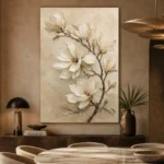 Ivory Magnolia Branch Botanical Bedroom Wall Art Canvas Print - Image 8