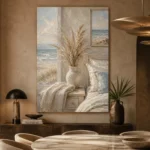 Pampas Vase Coastal Bedroom Wall Art Canvas Print - Image 8