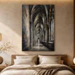 Vaulted Corridor Gothic Architecture Wall Art Canvas Print - Image 6