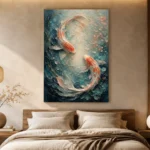 Twin Koi Fish Sea Life Wall Art Canvas Print - Image 8