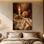 Candlelit Rose Romantic Bedroom Wall Art Canvas Print - Image 9