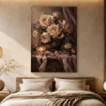Candlelit Rose Bouquet Romantic Bedroom Wall Art Canvas Print - Image 9