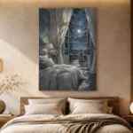 Moonlit Canopy Courtyard Moonlit Bedroom Wall Art Canvas Print - Image 9