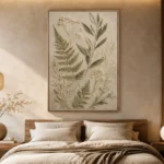 Pressed Fern Herbarium Botanical Bedroom Wall Art Canvas Print - Image 9