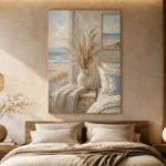 Pampas Vase Coastal Bedroom Wall Art Canvas Print - Image 9