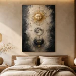 Golden Celestial Alignment Sun and Moon Wall Art Canvas Print - Image 9