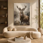Lakeside Stag Wildlife Portrait Wall Art Canvas Print - Image 9