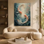 Twin Koi Fish Sea Life Wall Art Canvas Print - Image 9