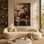 Candlelit Rose Bouquet Romantic Bedroom Wall Art Canvas Print - Image 10