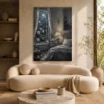 Moonlit Blossom Courtyard Moonlit Bedroom Wall Art Canvas Print - Image 10