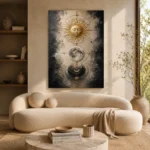 Golden Celestial Alignment Sun and Moon Wall Art Canvas Print - Image 10