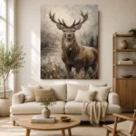 Lakeside Stag Wildlife Portrait Wall Art Canvas Print - Image 10