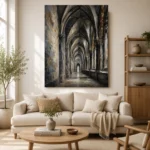 Vaulted Corridor Gothic Architecture Wall Art Canvas Print - Image 8
