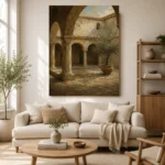 Shadowed Cloister Mediterranean Architecture Wall Art Canvas Print - Image 7