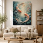 Twin Koi Fish Sea Life Wall Art Canvas Print - Image 10
