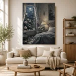 Moonlit Blossom Courtyard Moonlit Bedroom Wall Art Canvas Print - Image 11