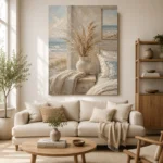 Pampas Vase Coastal Bedroom Wall Art Canvas Print - Image 11