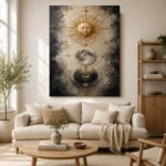 Golden Celestial Alignment Sun and Moon Wall Art Canvas Print - Image 11
