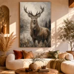 Lakeside Stag Wildlife Portrait Wall Art Canvas Print - Image 11