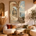Coastal Loggia Mediterranean Architecture Wall Art Canvas Print - Image 8