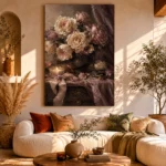 Candlelit Rose Bouquet Romantic Bedroom Wall Art Canvas Print - Image 12