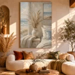 Pampas Vase Coastal Bedroom Wall Art Canvas Print - Image 12