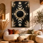 Black Eclipse Halo Moon Phase Wall Art Canvas Print - Image 12