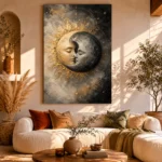 Celestial Eclipse Sun and Moon Wall Art Canvas Print - Image 12