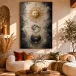 Golden Celestial Alignment Sun and Moon Wall Art Canvas Print - Image 12