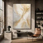 Gilded Veil Gold Abstract Wall Art Canvas Print - Image 2