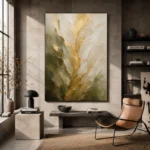 Verdant Gilded Bloom Gold Abstract Wall Art Canvas Print - Image 2