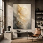 Auric Eclipse Gold Abstract Wall Art Canvas Print - Image 2