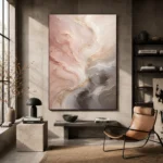 Blush Stone Flow Fluid Abstract Wall Art Canvas Print - Image 2