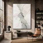 Silver Flow Neutral Abstract Wall Art Canvas Print - Image 2