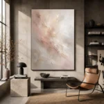 Blush Ivory Neutral Abstract Wall Art Canvas Print - Image 2