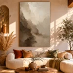 Ivory Rift Textured Abstract Wall Art Canvas Print - Image 10