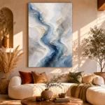 Blue River Flow Fluid Abstract Wall Art Canvas Print - Image 10