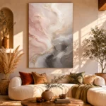 Blush Stone Flow Fluid Abstract Wall Art Canvas Print - Image 10
