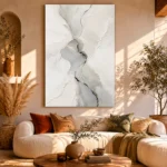 Silver Flow Neutral Abstract Wall Art Canvas Print - Image 10
