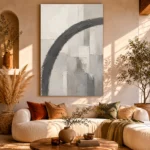 Charcoal Arc Neutral Abstract Wall Art Canvas Print - Image 10