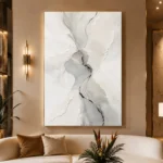 Silver Flow Neutral Abstract Wall Art Canvas Print - Image 3
