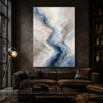 Blue River Flow Fluid Abstract Wall Art Canvas Print - Image 3