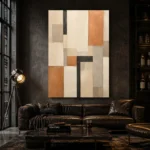 Terracotta Grid Geometric Abstract Wall Art Canvas Print - Image 3