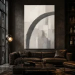 Charcoal Arc Neutral Abstract Wall Art Canvas Print - Image 3